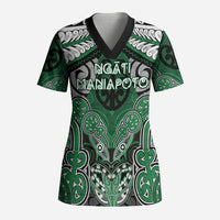 Aotearoa Iwi Ngati Maniapoto Personalised Scrub Top Maori Kowhaiwhai Pattern LT19 Adult Green - Polynesian Pride