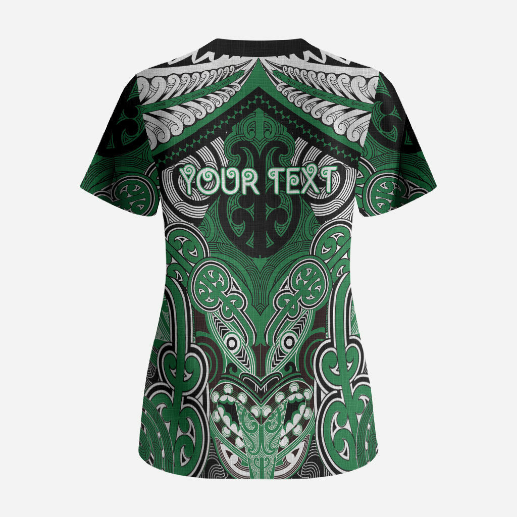 Aotearoa Iwi Ngati Maniapoto Personalised Scrub Top Maori Kowhaiwhai Pattern LT19 - Polynesian Pride