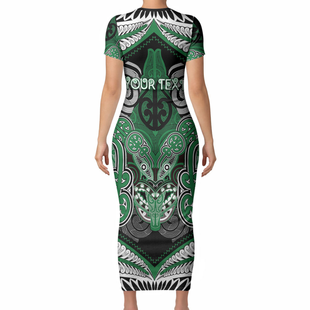 Aotearoa Iwi Ngati Maniapoto Personalised Short Sleeve Bodycon Dress Maori Kowhaiwhai Pattern LT19 - Polynesian Pride
