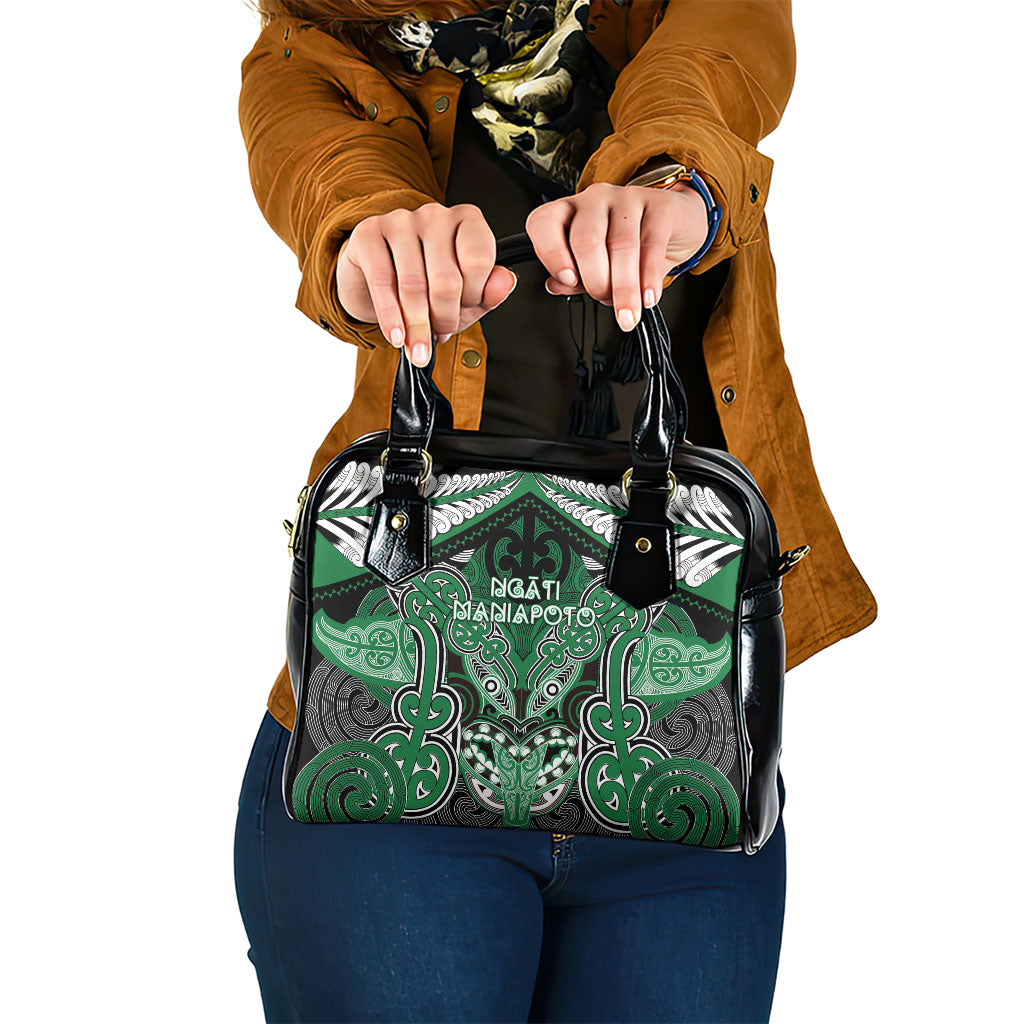 Aotearoa Iwi Ngati Maniapoto Shoulder Handbag Maori Kowhaiwhai Pattern LT19 One Size Green - Polynesian Pride