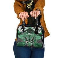 Aotearoa Iwi Ngati Maniapoto Shoulder Handbag Maori Kowhaiwhai Pattern LT19 One Size Green - Polynesian Pride