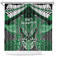 Aotearoa Iwi Ngati Maniapoto Shower Curtain Maori Kowhaiwhai Pattern LT19 Green - Polynesian Pride