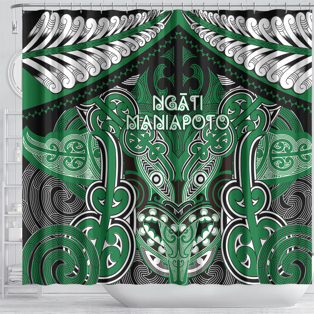 Aotearoa Iwi Ngati Maniapoto Shower Curtain Maori Kowhaiwhai Pattern LT19 - Polynesian Pride