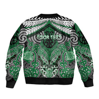 Aotearoa Iwi Ngati Maniapoto Personalised Sleeve Zip Bomber Jacket Maori Kowhaiwhai Pattern LT19 - Polynesian Pride