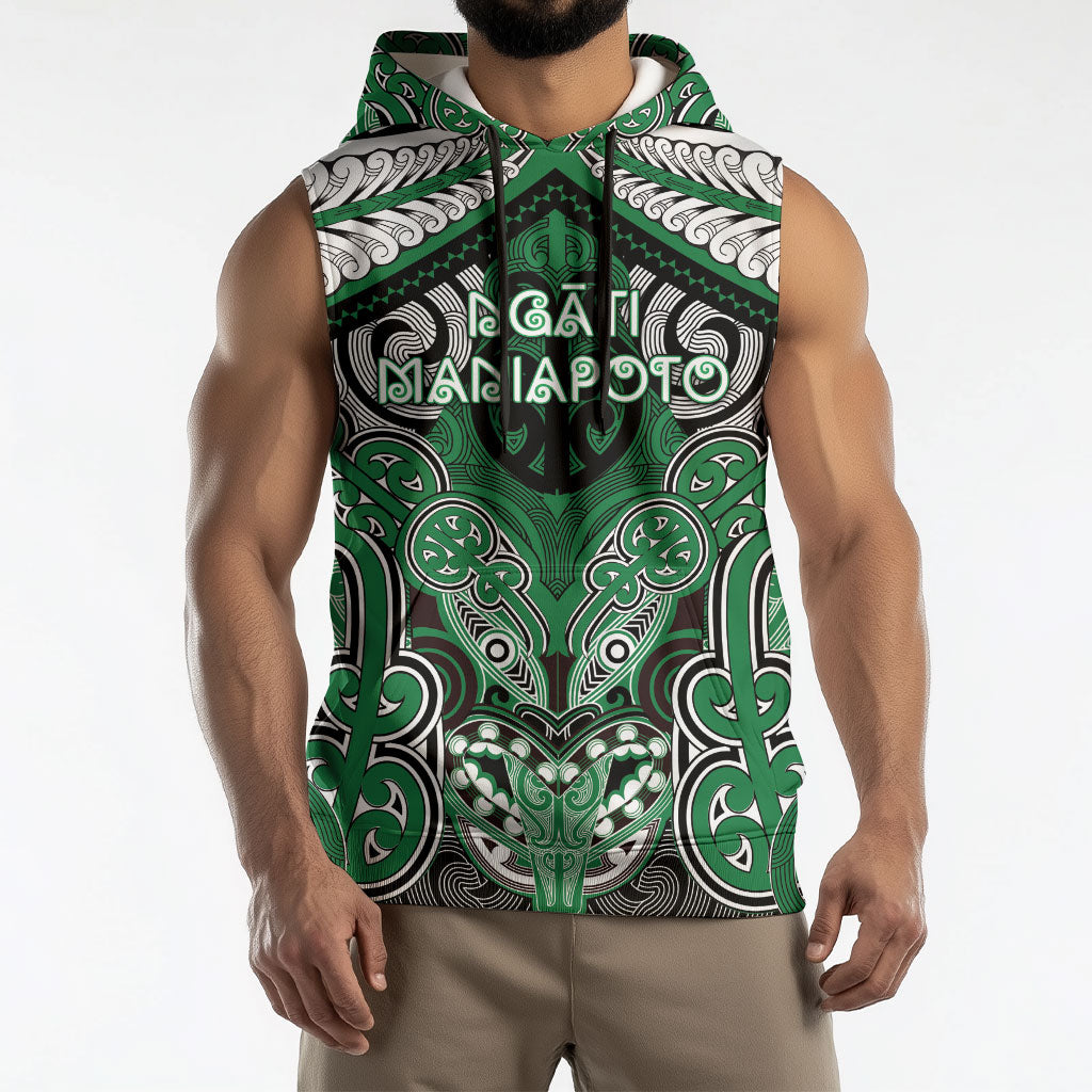 Aotearoa Iwi Ngati Maniapoto Personalised Sleeveless Hoodie Maori Kowhaiwhai Pattern LT19 - Polynesian Pride