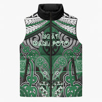 Aotearoa Iwi Ngati Maniapoto Personalised Sleeveless Puffer Jacket Maori Kowhaiwhai Pattern LT19 Unisex Green - Polynesian Pride