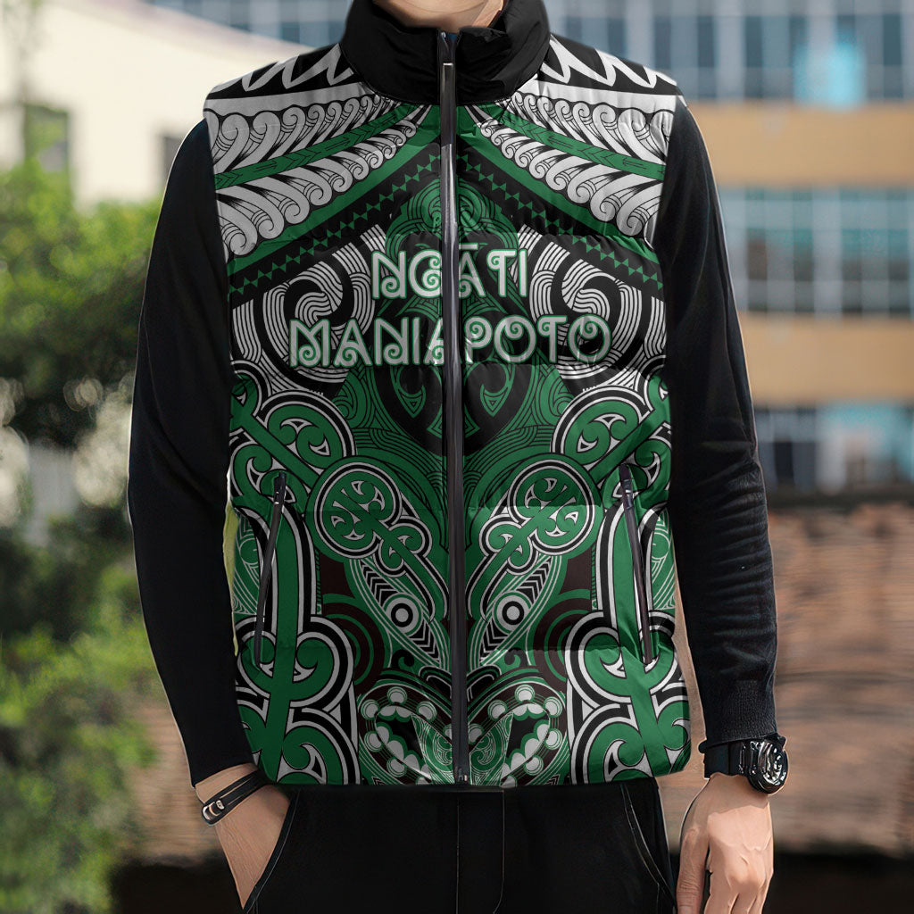 Aotearoa Iwi Ngati Maniapoto Personalised Sleeveless Puffer Jacket Maori Kowhaiwhai Pattern LT19 - Polynesian Pride