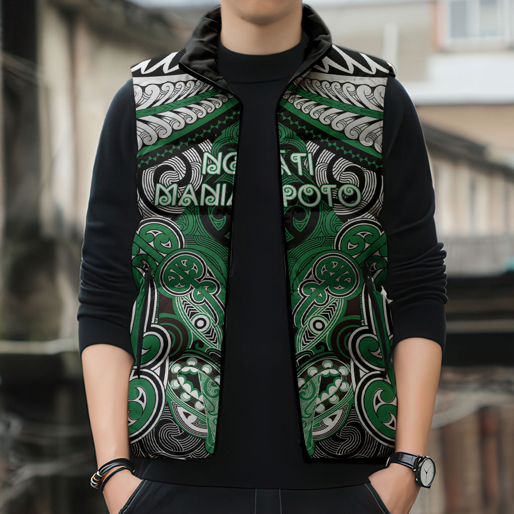 Aotearoa Iwi Ngati Maniapoto Personalised Sleeveless Puffer Jacket Maori Kowhaiwhai Pattern LT19 - Polynesian Pride
