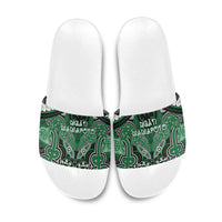 Aotearoa Iwi Ngati Maniapoto Slide Sandals Maori Kowhaiwhai Pattern LT19 Green - Polynesian Pride