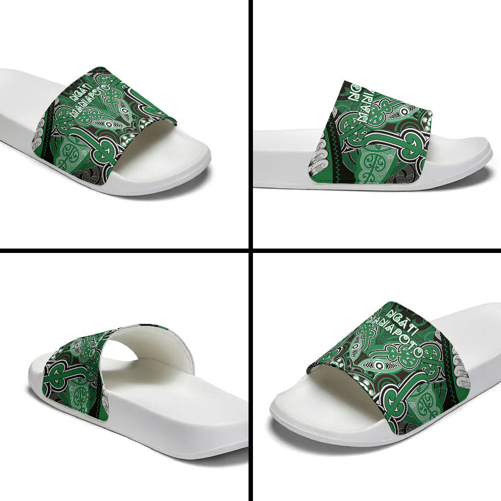 Aotearoa Iwi Ngati Maniapoto Slide Sandals Maori Kowhaiwhai Pattern LT19 - Polynesian Pride