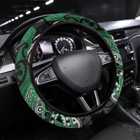 Aotearoa Iwi Ngati Maniapoto Steering Wheel Cover Maori Kowhaiwhai Pattern LT19 Universal Fit Green - Polynesian Pride