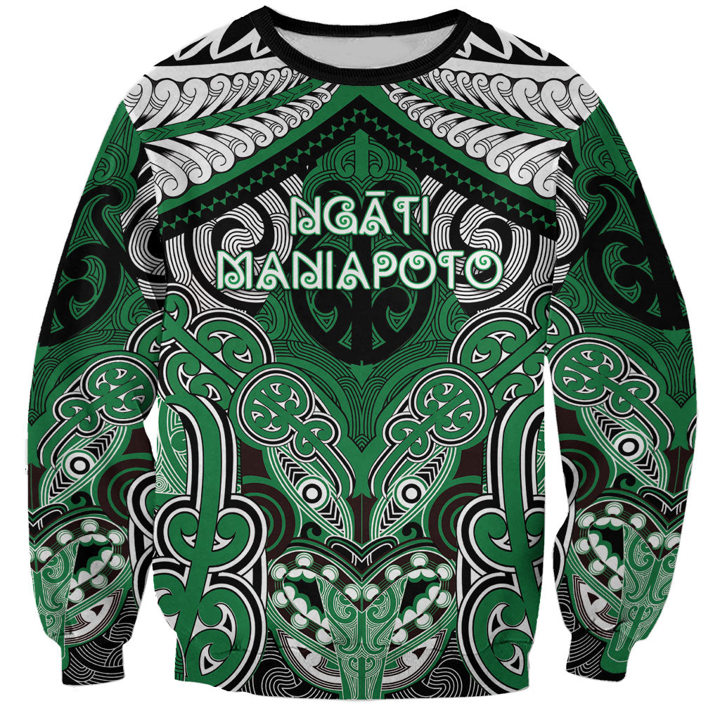 Aotearoa Iwi Ngati Maniapoto Personalised Sweatshirt Maori Kowhaiwhai Pattern LT19 Unisex Green - Polynesian Pride