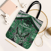 Aotearoa Iwi Ngati Maniapoto Tote Bag Maori Kowhaiwhai Pattern LT19 Black Strap One Size Green - Polynesian Pride