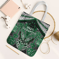 Aotearoa Iwi Ngati Maniapoto Tote Bag Maori Kowhaiwhai Pattern LT19 White Strap One Size Green - Polynesian Pride