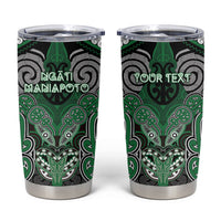 Aotearoa Iwi Ngati Maniapoto Personalised Tumbler Cup Maori Kowhaiwhai Pattern LT19 Green - Polynesian Pride
