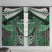Aotearoa Iwi Ngati Maniapoto Window Curtain Maori Kowhaiwhai Pattern LT19 With Hooks Green - Polynesian Pride