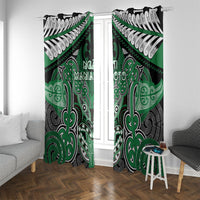 Aotearoa Iwi Ngati Maniapoto Window Curtain Maori Kowhaiwhai Pattern LT19 With Grommets Green - Polynesian Pride