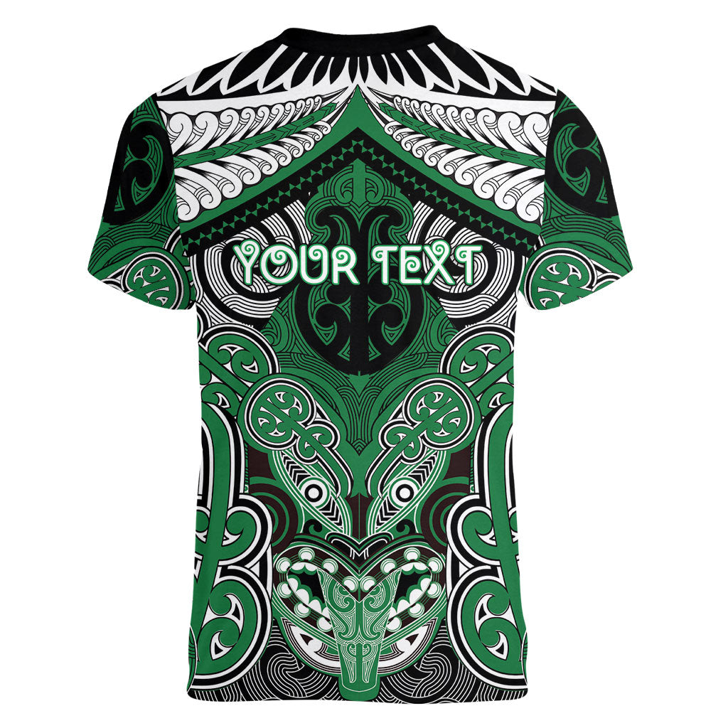 Aotearoa Iwi Ngati Maniapoto Personalised Women V-Neck T-Shirt Maori Kowhaiwhai Pattern LT19 - Polynesian Pride