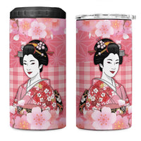 Japanese Geisha Cherry Blossom 4 in 1 Can Cooler Tumbler Pink Palaka Hawaii Pattern Fusion Design LT19 One Size: 16 oz Pink - Polynesian Pride