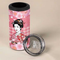 Japanese Geisha Cherry Blossom 4 in 1 Can Cooler Tumbler Pink Palaka Hawaii Pattern Fusion Design LT19 - Polynesian Pride
