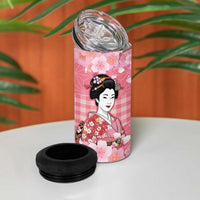 Japanese Geisha Cherry Blossom 4 in 1 Can Cooler Tumbler Pink Palaka Hawaii Pattern Fusion Design LT19 - Polynesian Pride