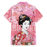 Japanese Geisha Cherry Blossom Family Matching Summer Maxi Dress and Hawaiian Shirt Pink Palaka Hawaii Pattern Fusion Design LT19 - Polynesian Pride