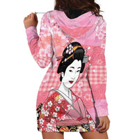 Japanese Geisha Cherry Blossom Hoodie Dress Pink Palaka Hawaii Pattern Fusion Design LT19 - Polynesian Pride