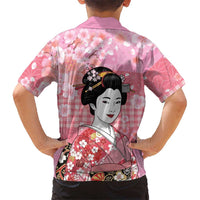Japanese Geisha Cherry Blossom Kid Hawaiian Shirt Pink Palaka Hawaii Pattern Fusion Design