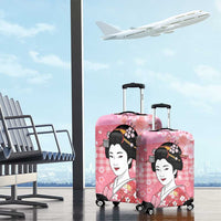 Japanese Geisha Cherry Blossom Luggage Cover Pink Palaka Hawaii Pattern Fusion Design