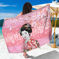 Japanese Geisha Cherry Blossom Sarong Pink Palaka Hawaii Pattern Fusion Design LT19 One Size 44 x 66 inches Pink - Polynesian Pride