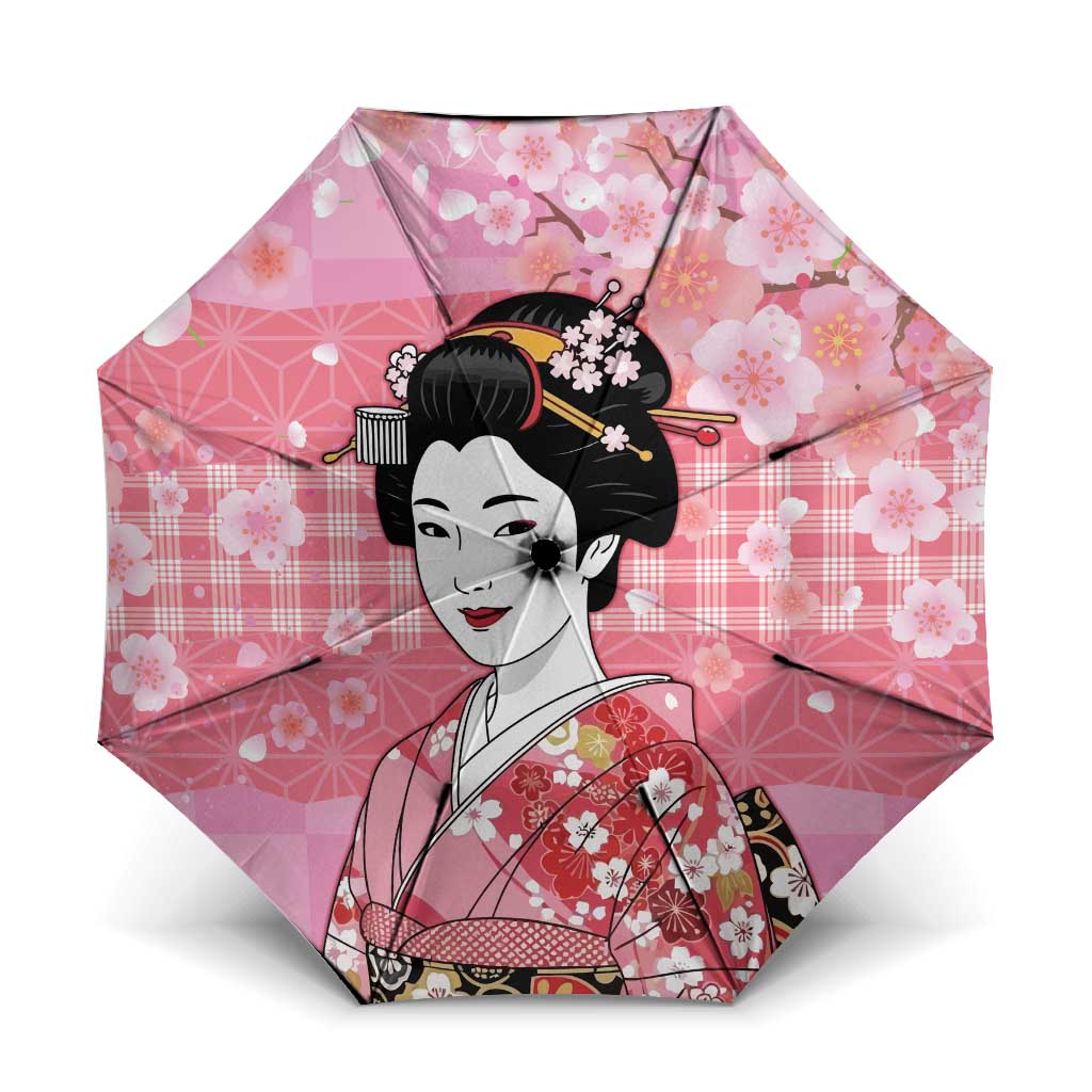 Japanese Geisha Cherry Blossom Umbrella Pink Palaka Hawaii Pattern Fusion Design LT19 One Size Folded 11.42 inch Opened Diameter 37.4 inch Pink - Polynesian Pride