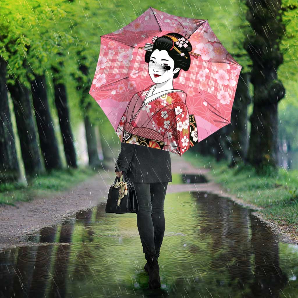 Japanese Geisha Cherry Blossom Umbrella Pink Palaka Hawaii Pattern Fusion Design LT19 - Polynesian Pride