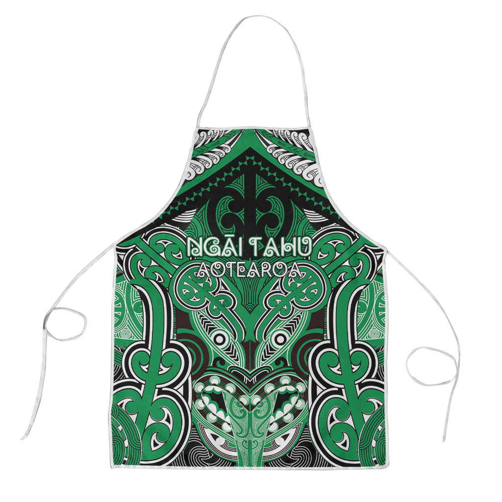 Aotearoa Iwi Ngai Tahu Apron Maori Kowhaiwhai Pattern LT19 Green - Polynesian Pride