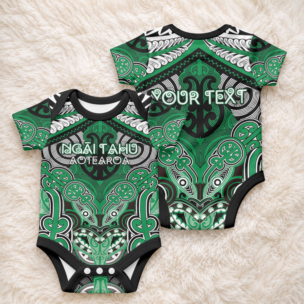 Aotearoa Iwi Ngai Tahu Personalised Baby Onesie Maori Kowhaiwhai Pattern LT19 - Polynesian Pride