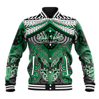 Aotearoa Iwi Ngai Tahu Personalised Baseball Jacket Maori Kowhaiwhai Pattern LT19 Unisex Green - Polynesian Pride