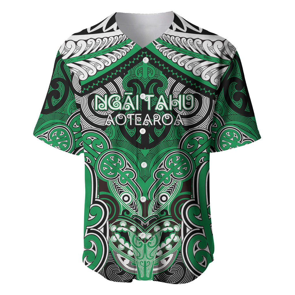 Aotearoa Iwi Ngai Tahu Personalised Baseball Jersey Maori Kowhaiwhai Pattern LT19 Green - Polynesian Pride