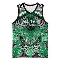 Aotearoa Iwi Ngai Tahu Personalised Basketball Jersey Maori Kowhaiwhai Pattern LT19 Unisex Green - Polynesian Pride