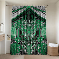 Aotearoa Iwi Ngai Tahu Bathroom Set Maori Kowhaiwhai Pattern LT19 Shower Curtain Only Green - Polynesian Pride