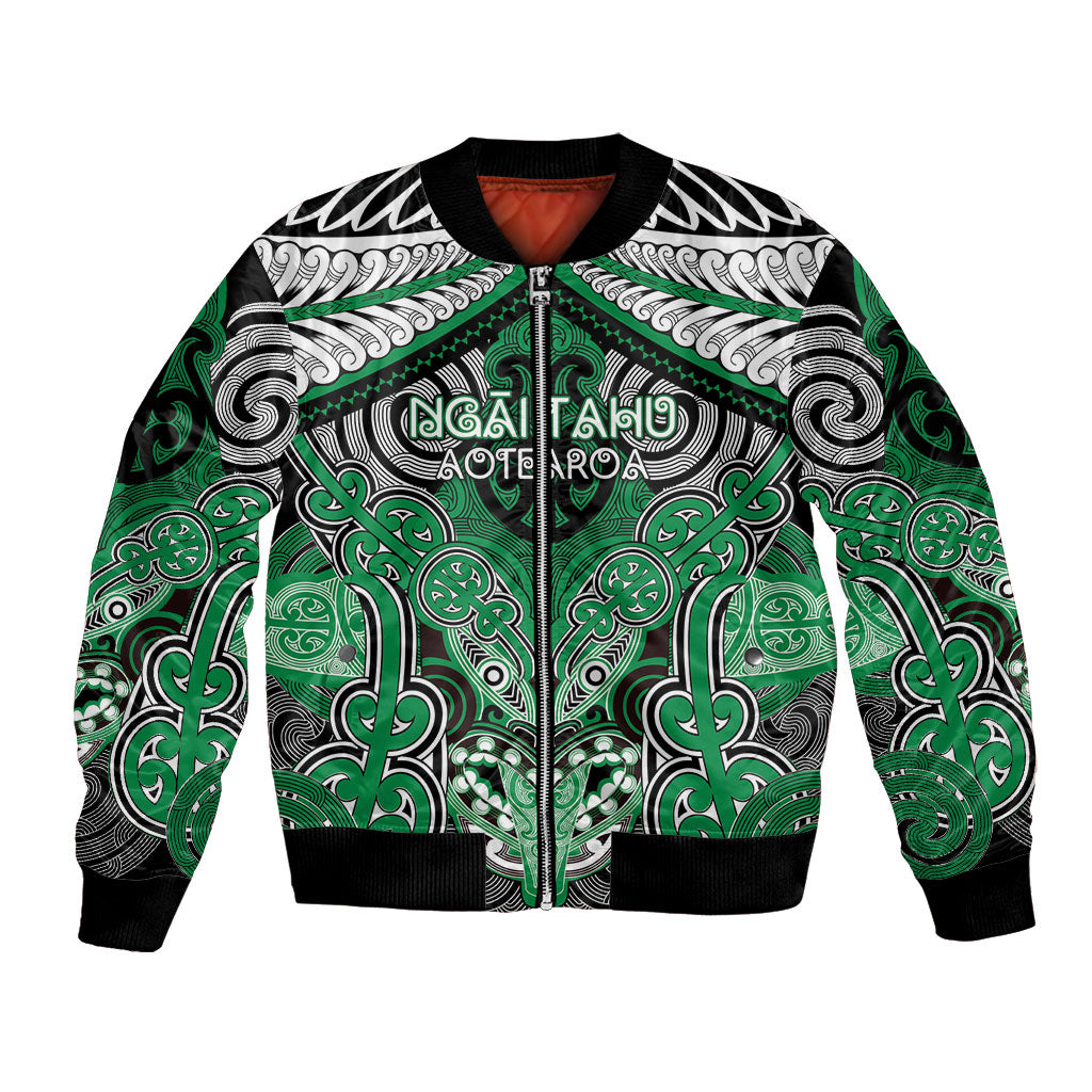 Aotearoa Iwi Ngai Tahu Personalised Bomber Jacket Maori Kowhaiwhai Pattern LT19 Unisex Green - Polynesian Pride