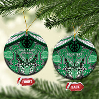 Aotearoa Iwi Ngai Tahu Personalised Ceramic Ornament Maori Kowhaiwhai Pattern LT19 Circle Green - Polynesian Pride