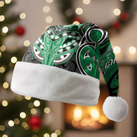 Aotearoa Iwi Ngai Tahu Personalised Christmas Santa Hat Maori Kowhaiwhai Pattern LT19 Without Fur Green - Polynesian Pride