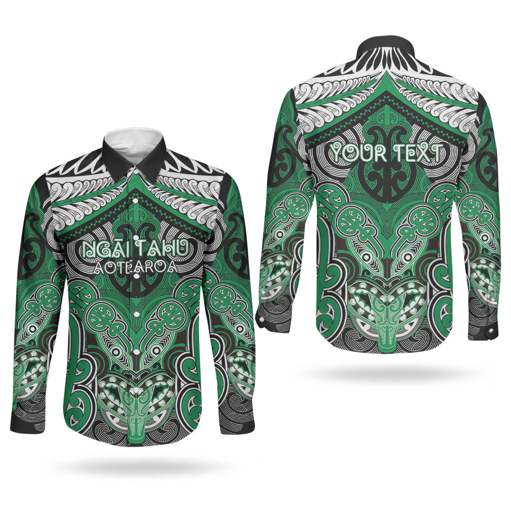 Aotearoa Iwi Ngai Tahu Personalised Couples Matching Mermaid Dress and Long Sleeve Button Shirt Maori Kowhaiwhai Pattern LT19 - Polynesian Pride