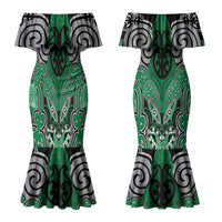 Aotearoa Iwi Ngai Tahu Personalised Couples Matching Mermaid Dress and Long Sleeve Button Shirt Maori Kowhaiwhai Pattern LT19 - Polynesian Pride