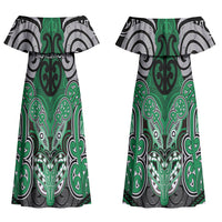 Aotearoa Iwi Ngai Tahu Personalised Couples Matching Off Shoulder Maxi Dress and Hawaiian Shirt Maori Kowhaiwhai Pattern LT19 - Polynesian Pride