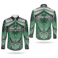 Aotearoa Iwi Ngai Tahu Personalised Couples Matching Off Shoulder Maxi Dress and Long Sleeve Button Shirt Maori Kowhaiwhai Pattern LT19 - Polynesian Pride