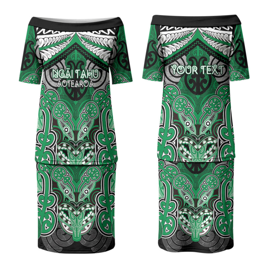 Aotearoa Iwi Ngai Tahu Personalised Couples Matching Puletasi and Long Sleeve Button Shirt Maori Kowhaiwhai Pattern LT19 - Polynesian Pride