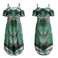 Aotearoa Iwi Ngai Tahu Personalised Couples Matching Summer Maxi Dress and Long Sleeve Button Shirt Maori Kowhaiwhai Pattern LT19 - Polynesian Pride