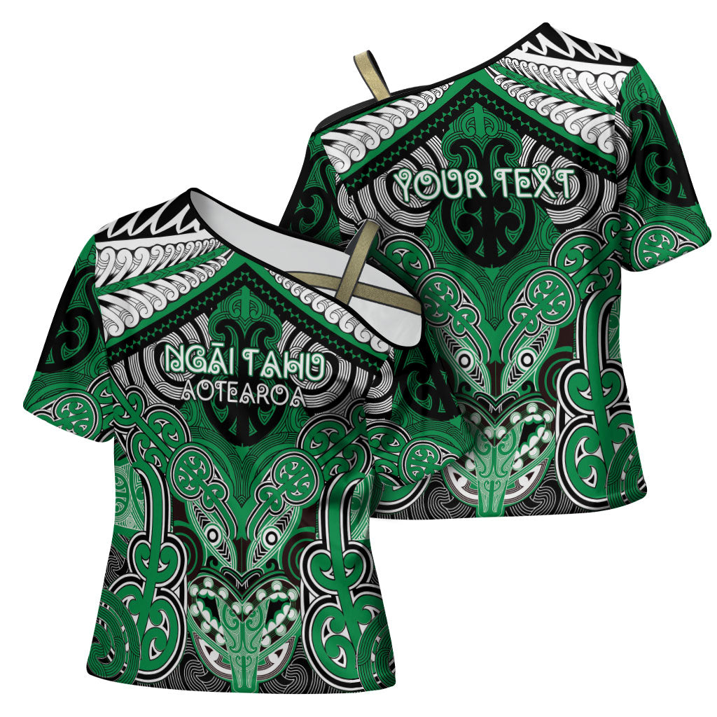 Aotearoa Iwi Ngai Tahu Personalised Cross Shoulder Shirt Maori Kowhaiwhai Pattern LT19 - Polynesian Pride