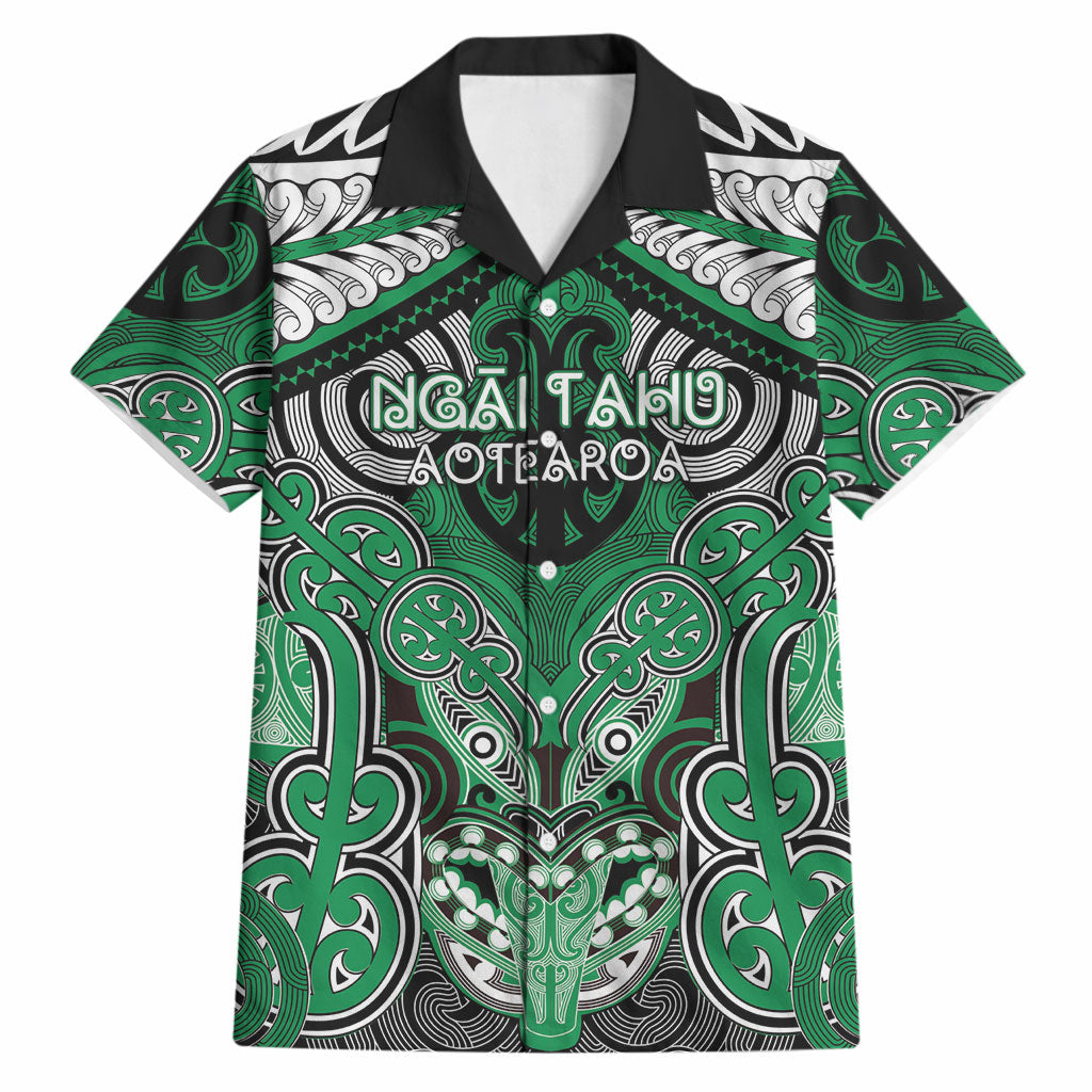 Aotearoa Iwi Ngai Tahu Personalised Hawaiian Shirt Maori Kowhaiwhai Pattern LT19 Green - Polynesian Pride
