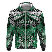 Aotearoa Iwi Ngai Tahu Personalised Hoodie Maori Kowhaiwhai Pattern LT19 Zip Hoodie Green - Polynesian Pride